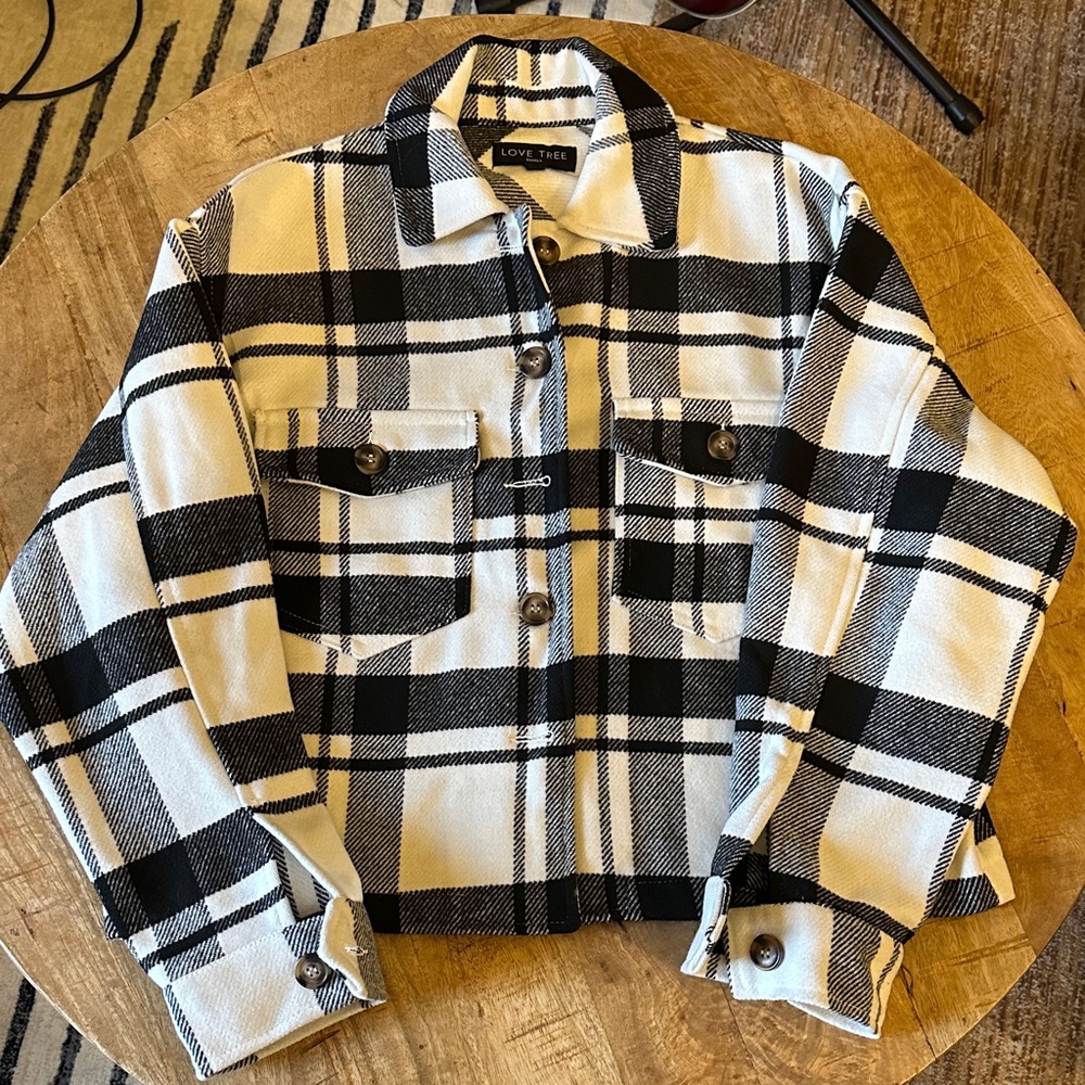 Love Tree Black and White Plaid Jacket